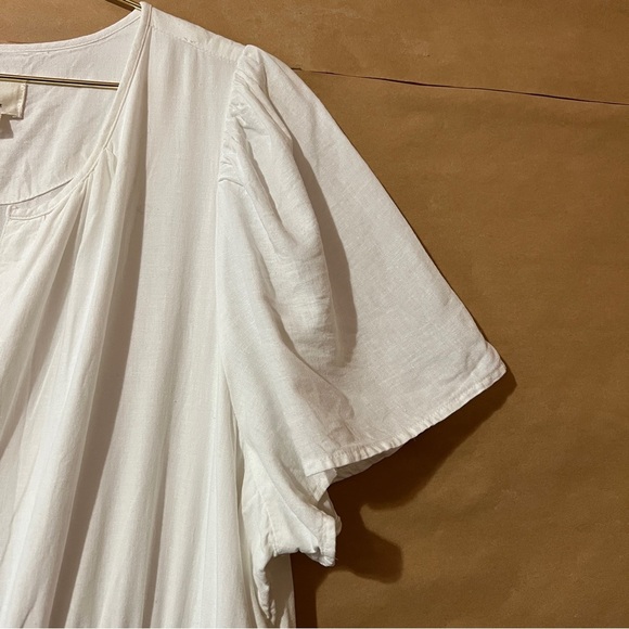 Anthropologie The Somerset Linen Maxi Dress Tiered Smocked Popover White Size XL - Picture 6 of 14